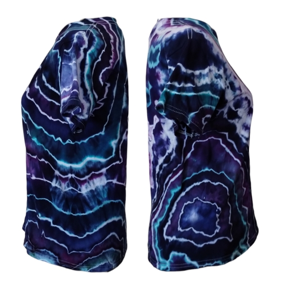 Kids Medium Purple And Teal Geode Style Tie Dye Tee Shirt T-shirt - Picture 2 of 2